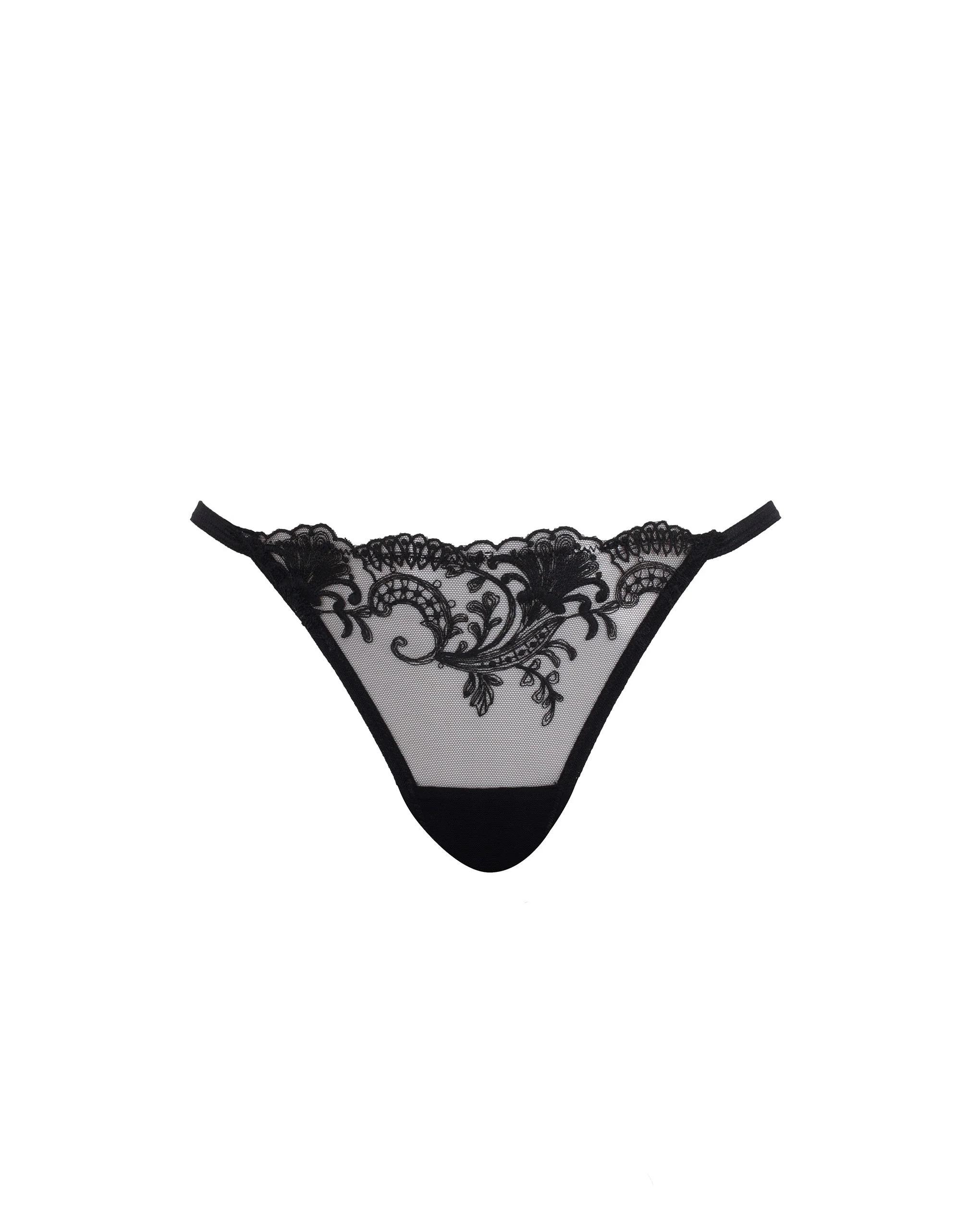 Marseille Embroidered Sheer Thong Black - Image 5