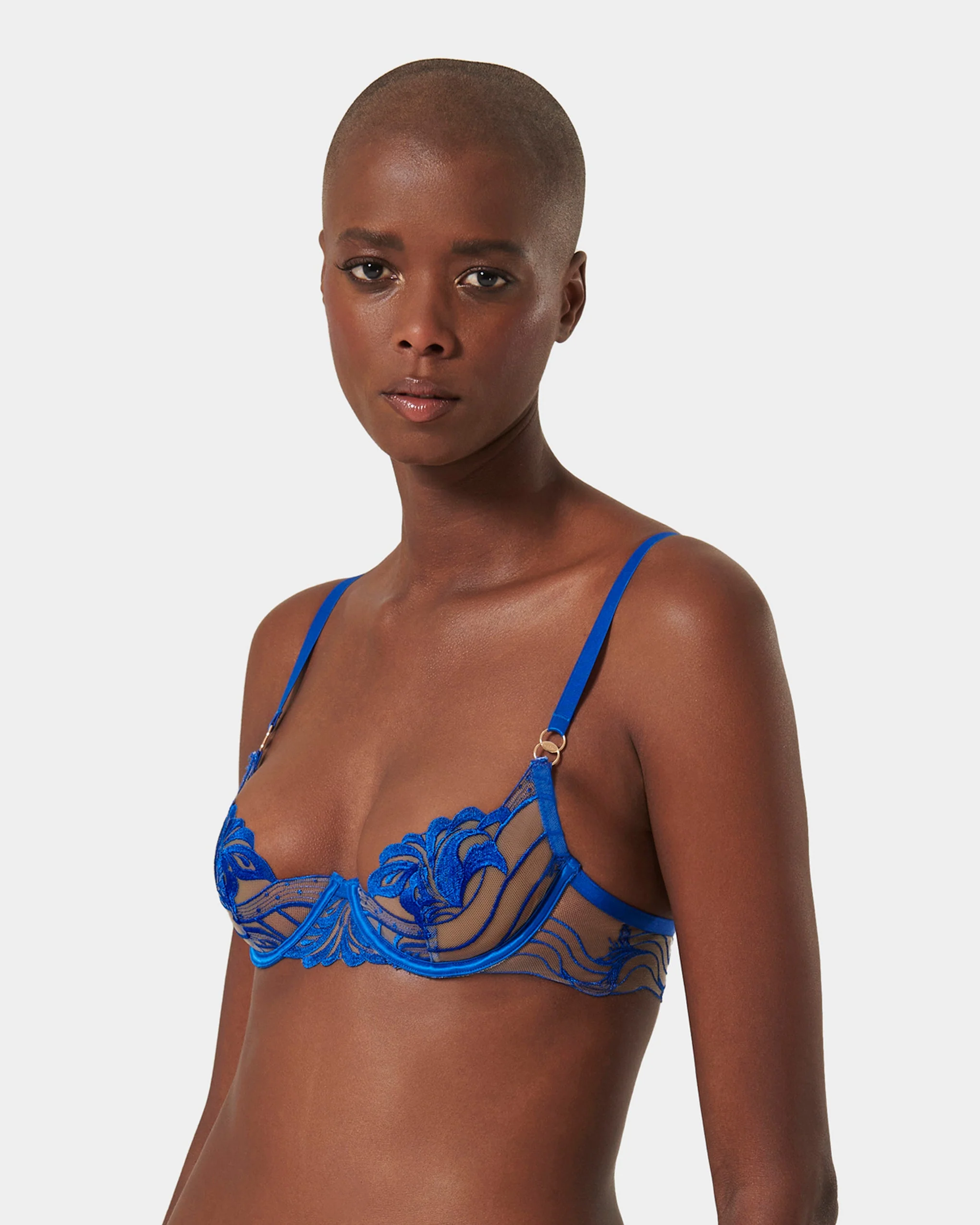 Monique Floral Embroidered Bra Blue - Image 8
