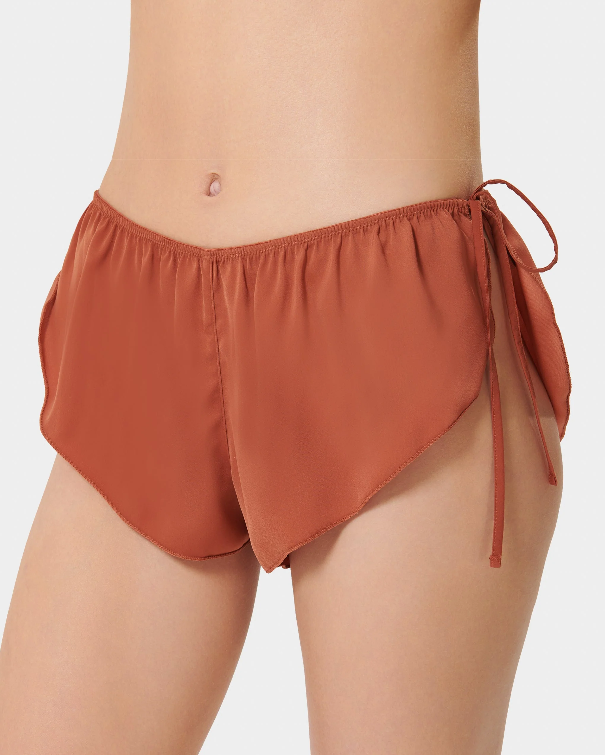 Nicole Luxury Satin Crop Cami and Short Set Baked Clay - Image 2