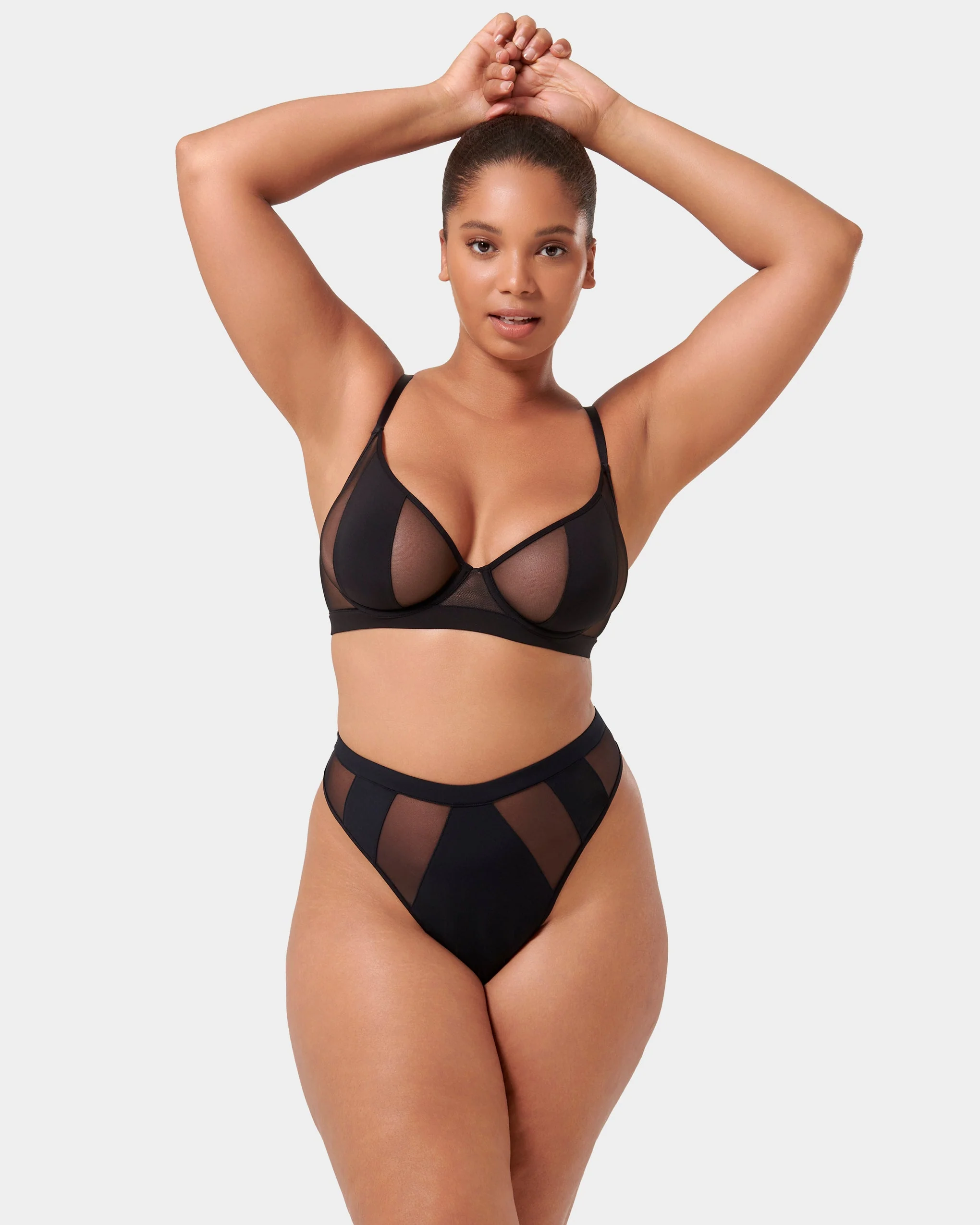 Orla High Waisted Mesh Thong Black - Image 2