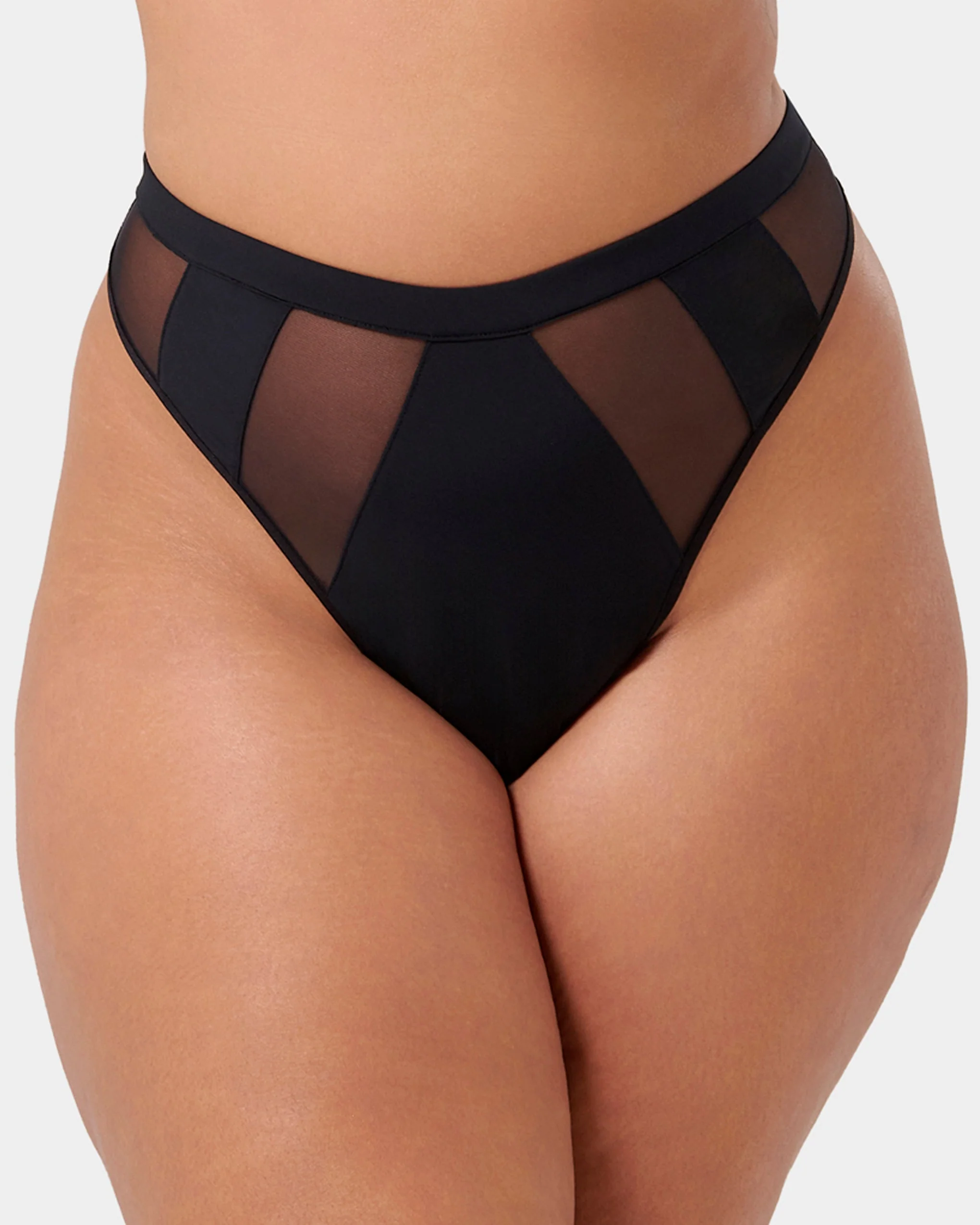 Orla High Waisted Mesh Thong Black - Image 7