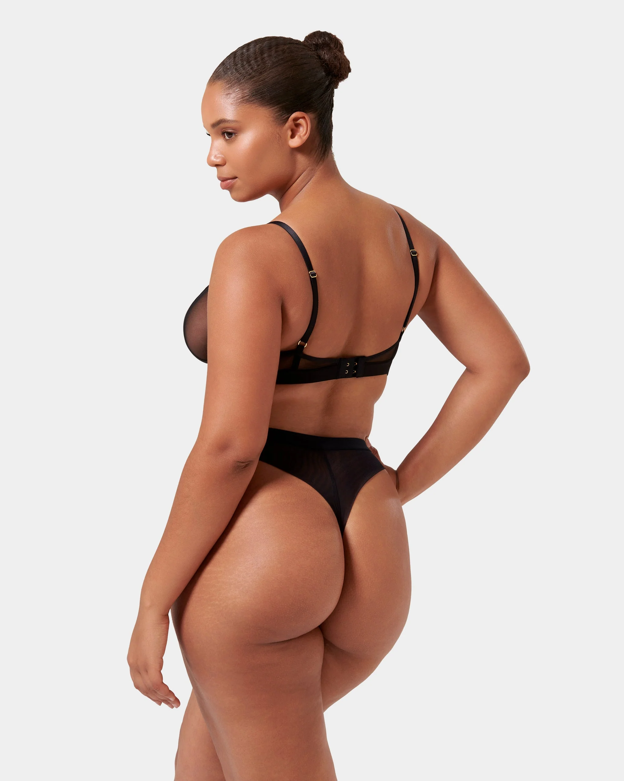 Orla High Waisted Mesh Thong Black - Image 8