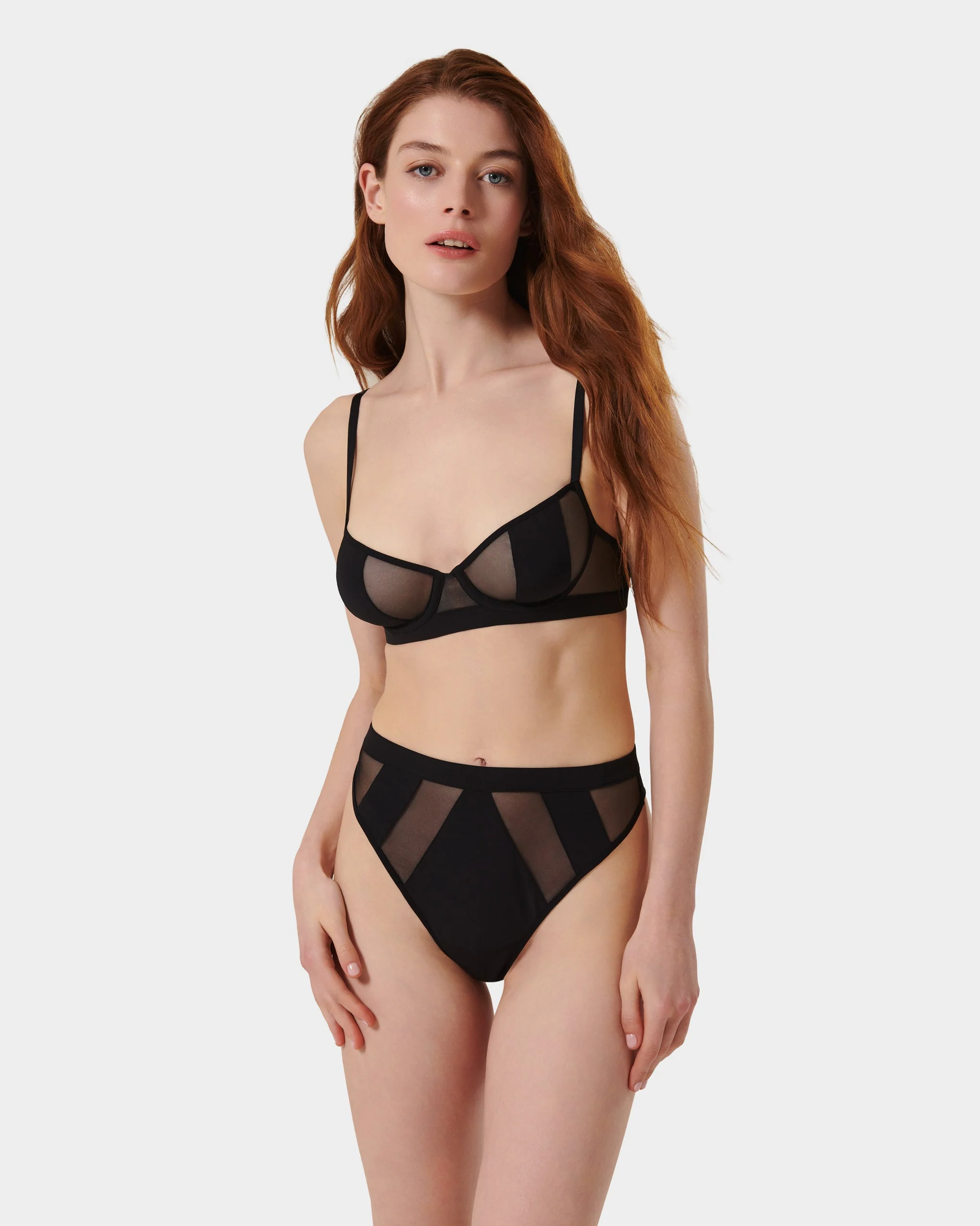 Orla High Waisted Mesh Thong Black - Image 9