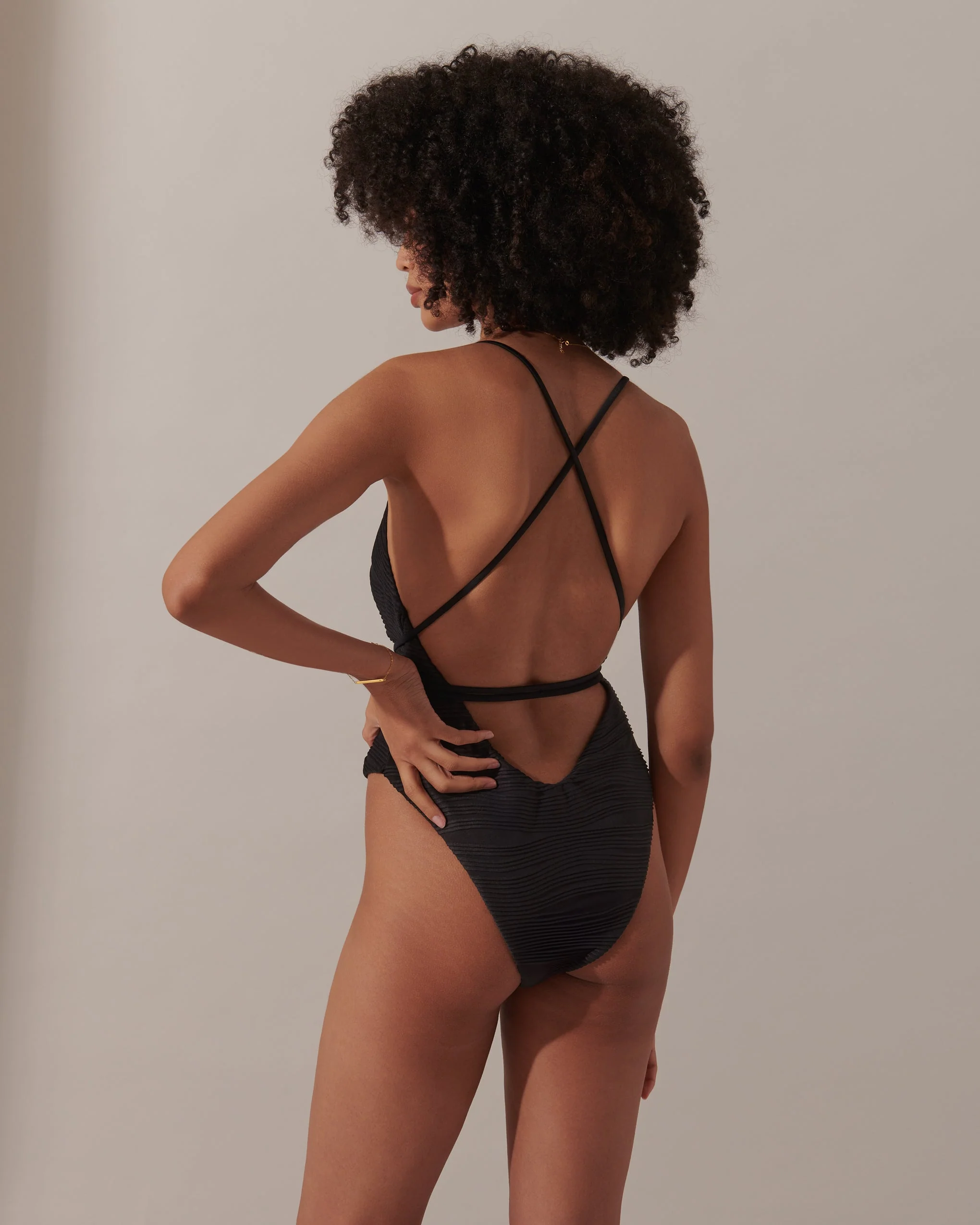 Orta Multi-Way Plunge Swimsuit Black - Image 3