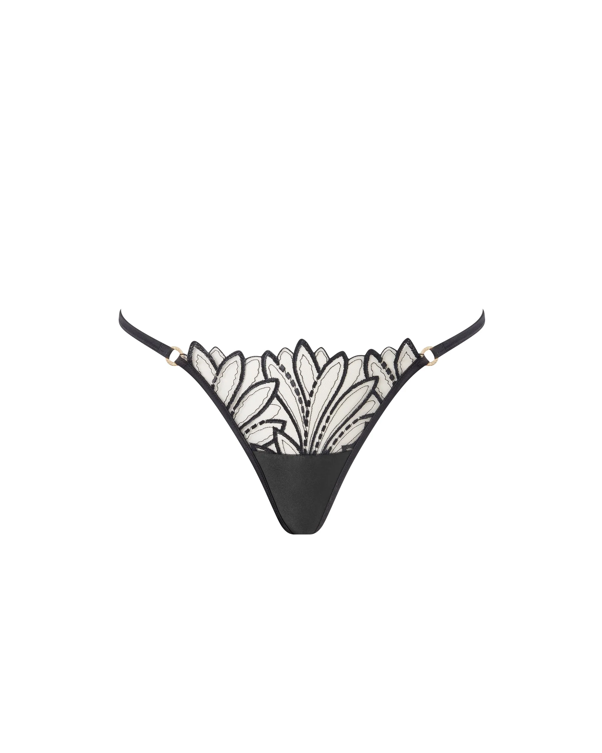Pavlina Floral Embroidered Thong Black - Image 5