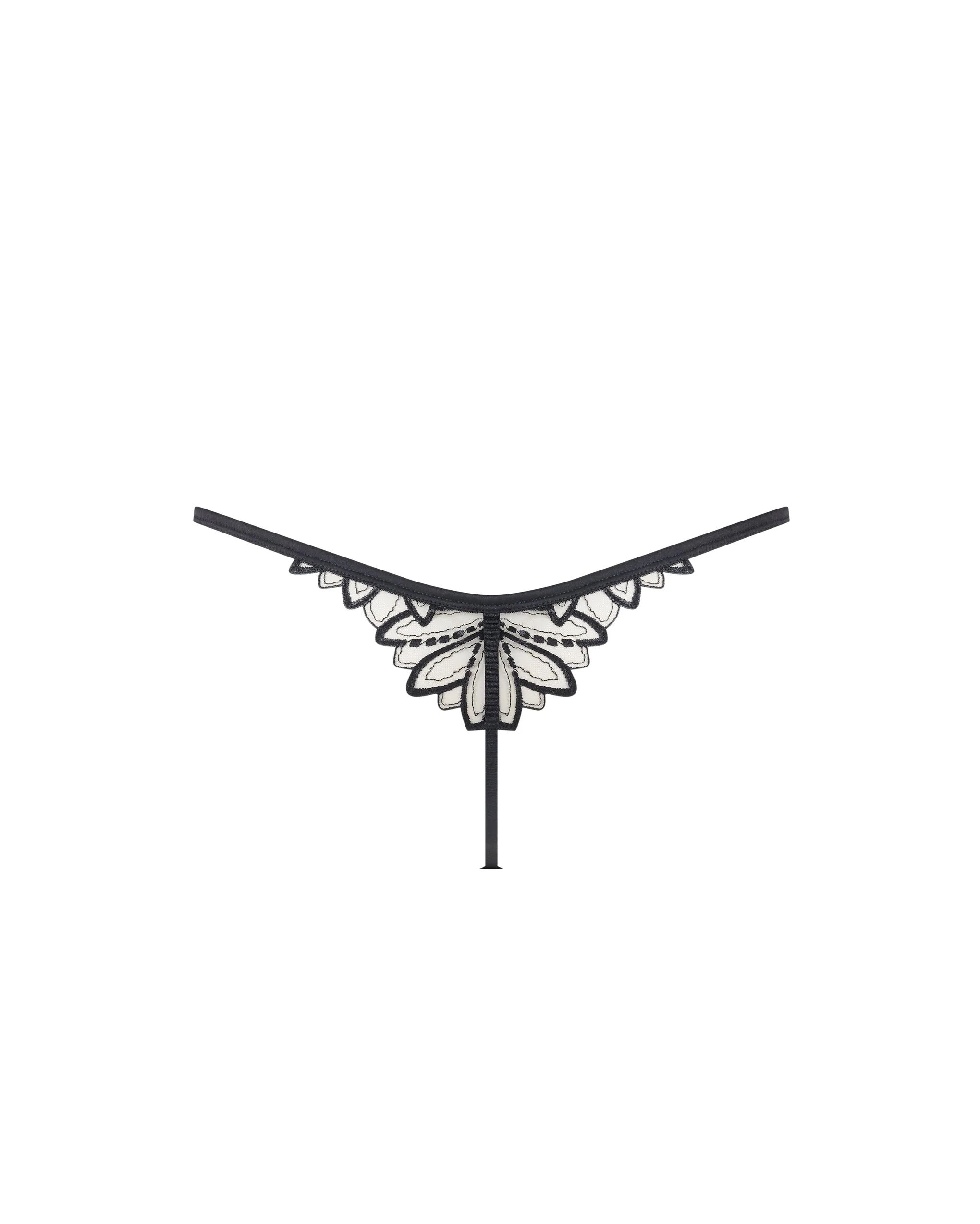 Pavlina Floral Embroidered Thong Black - Image 6