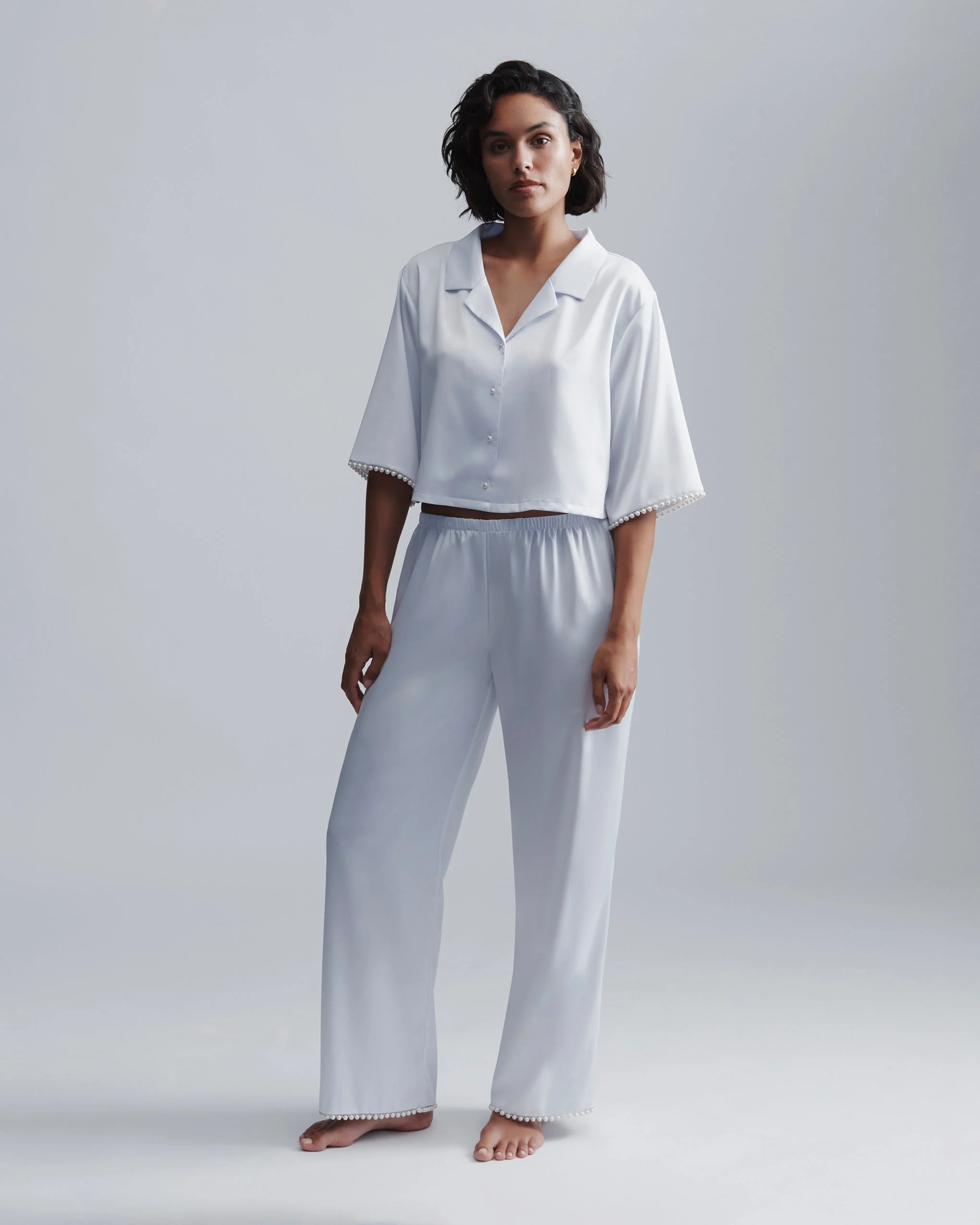 Pearl Luxury Satin Shirt White/Pearl - Image 2