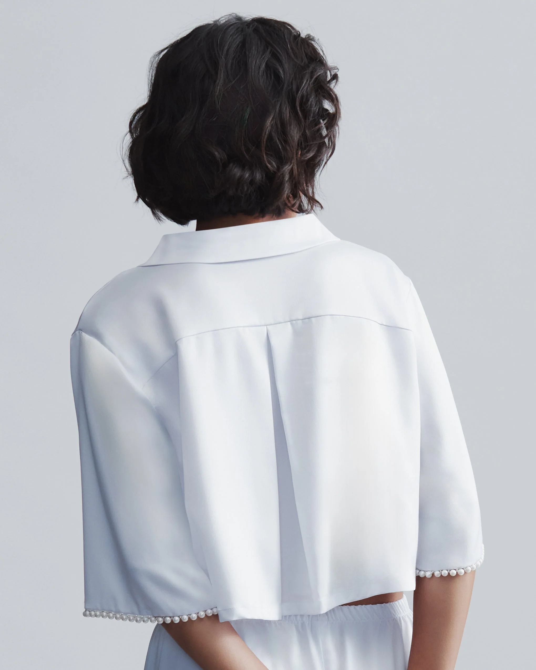 Pearl Luxury Satin Shirt White/Pearl - Image 3