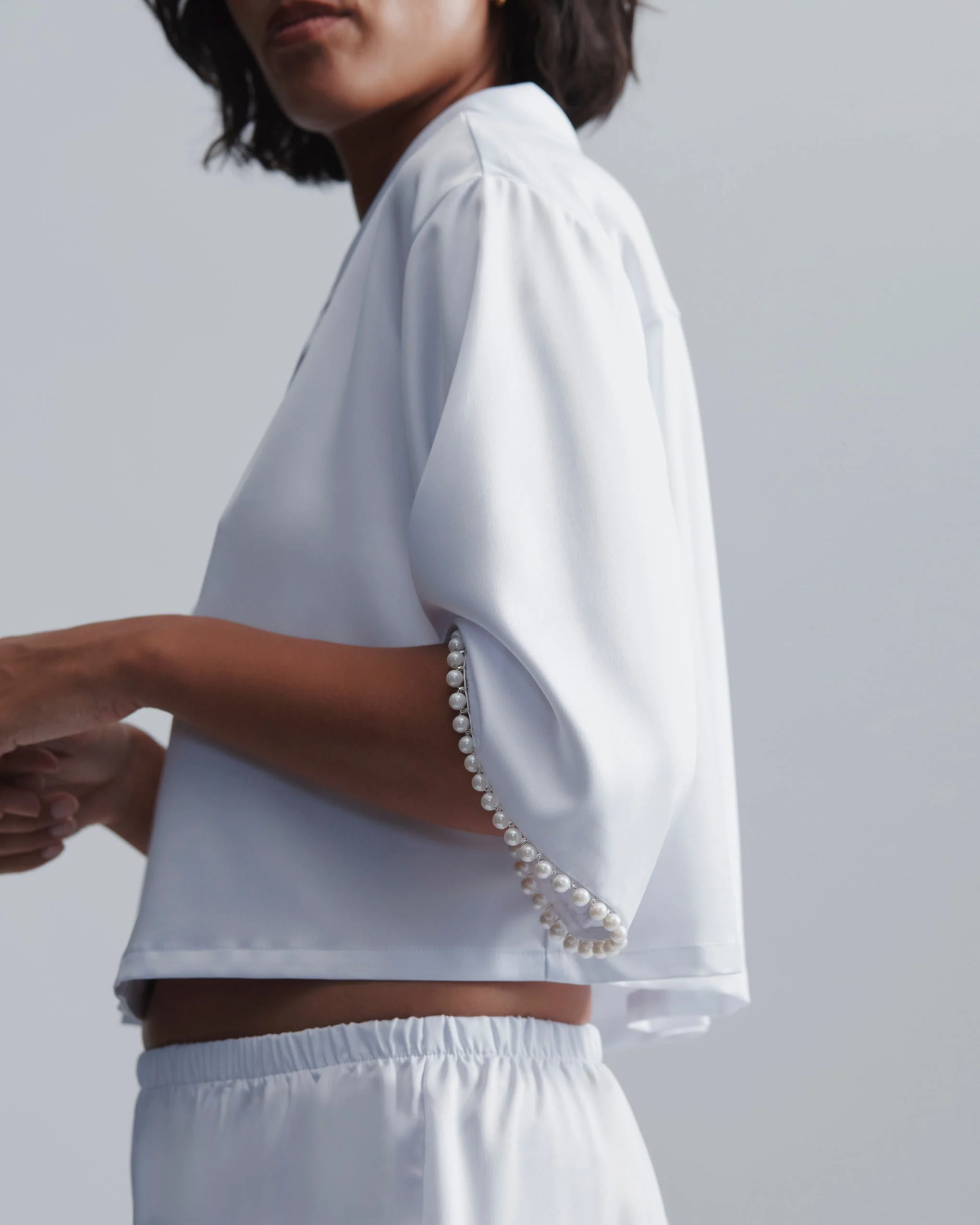 Pearl Luxury Satin Shirt White/Pearl - Image 7