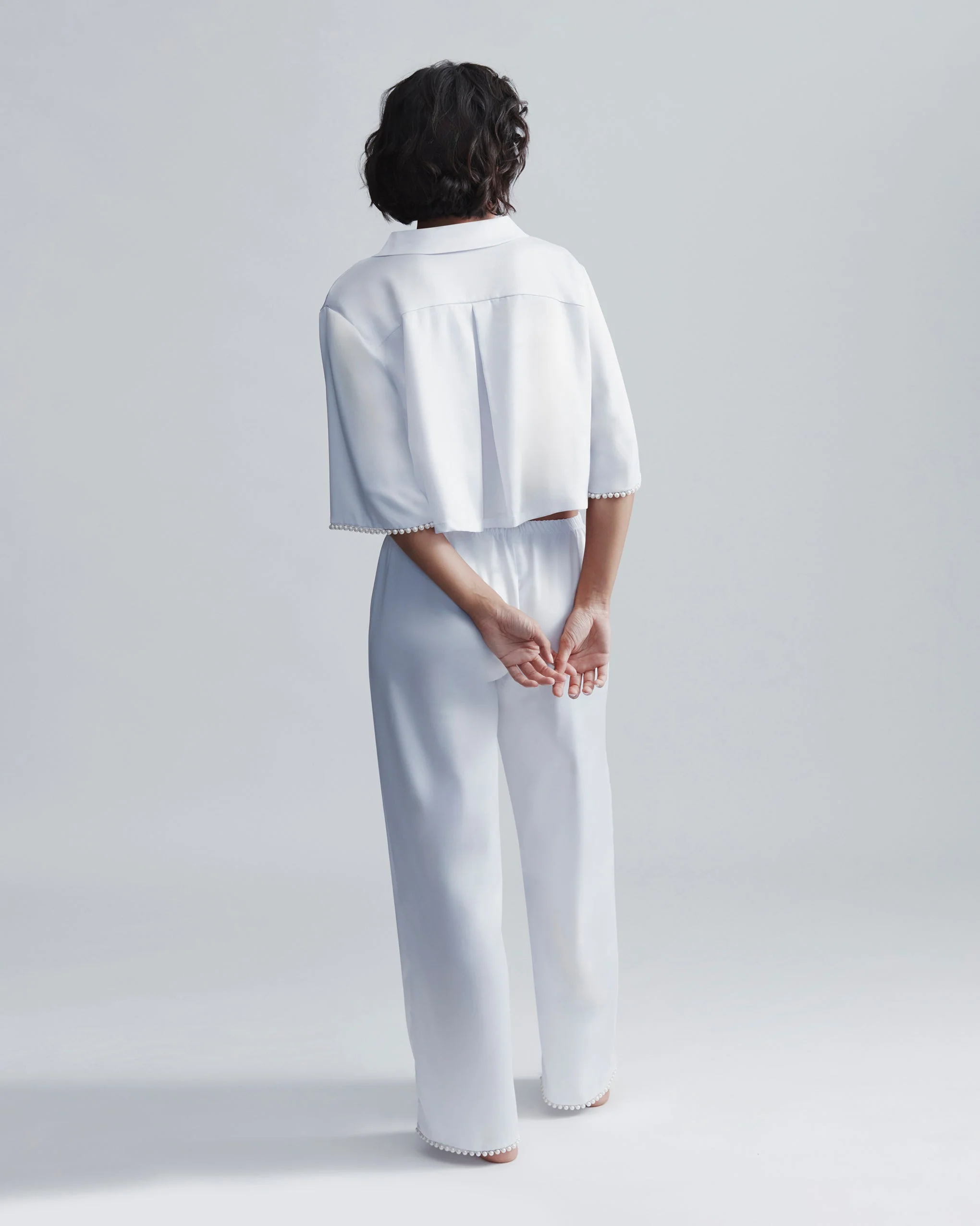 Pearl Luxury Satin Shirt White/Pearl - Image 8