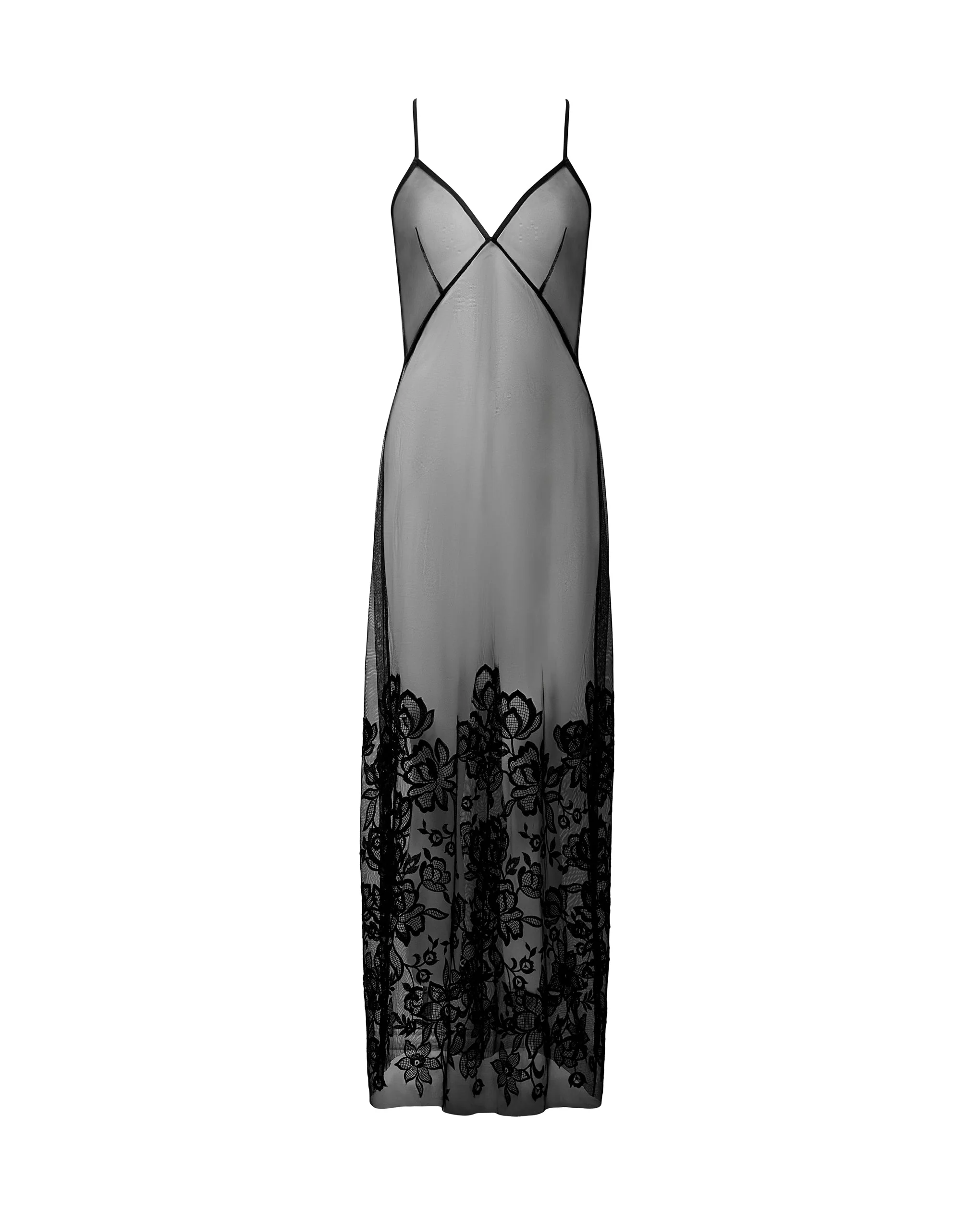 Penelope Sheer Long Chemise Black - Image 5