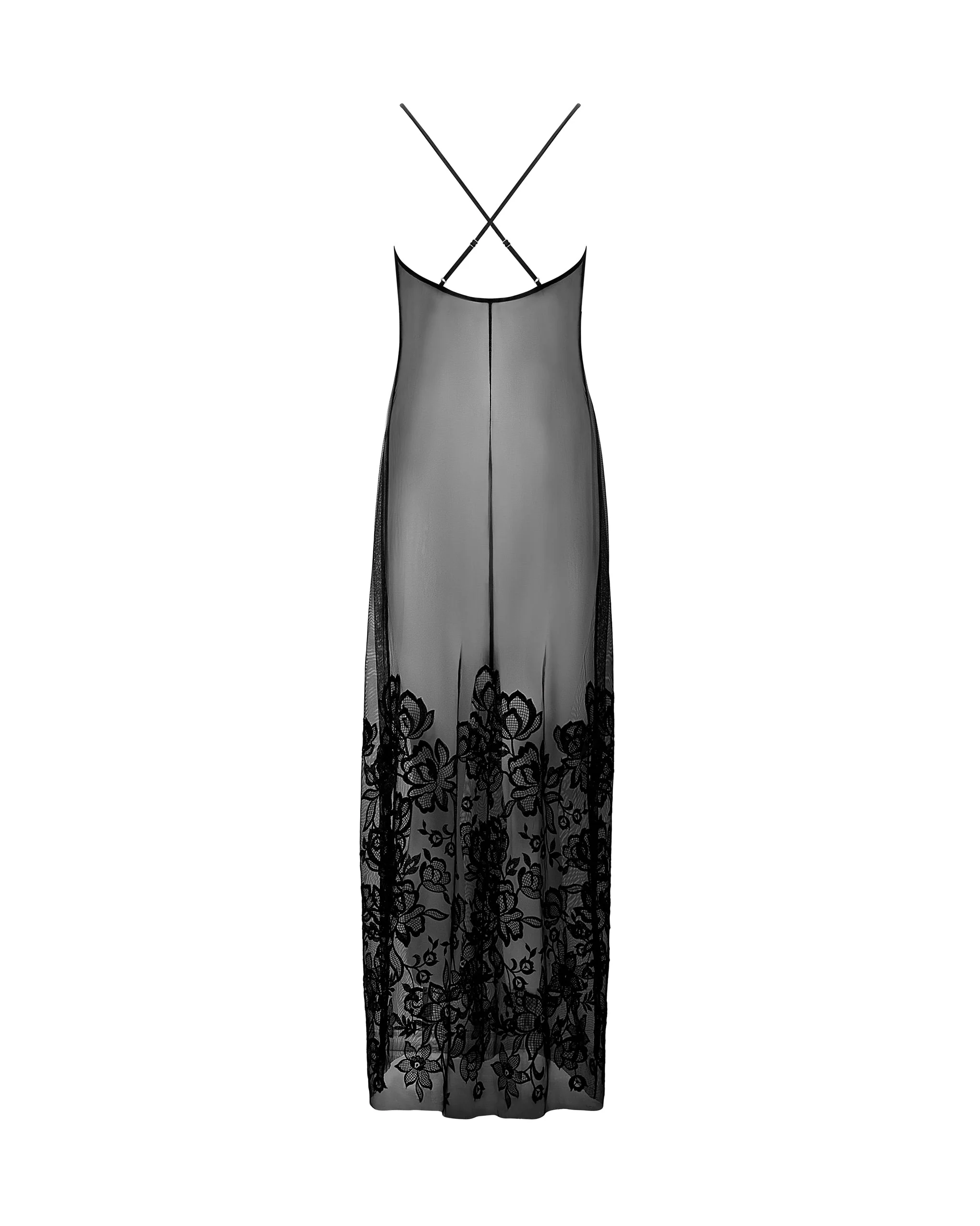 Penelope Sheer Long Chemise Black - Image 6