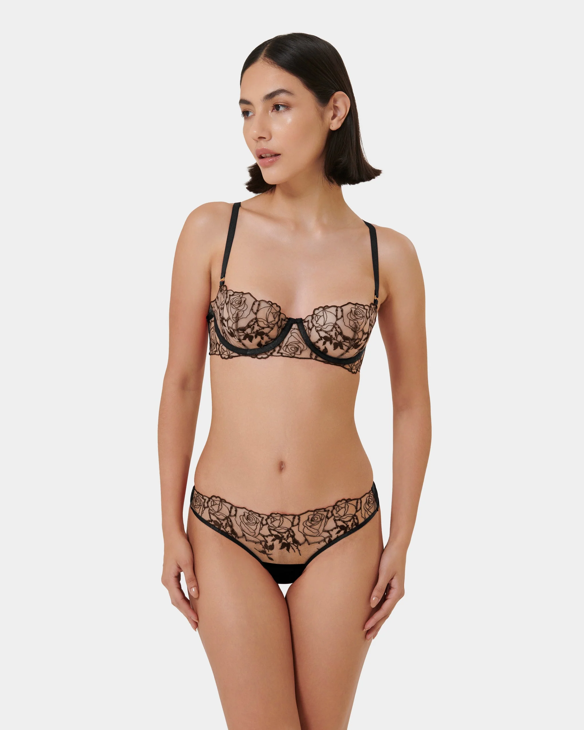 Rosalie Embroidered Balcony Bra Black - Image 2
