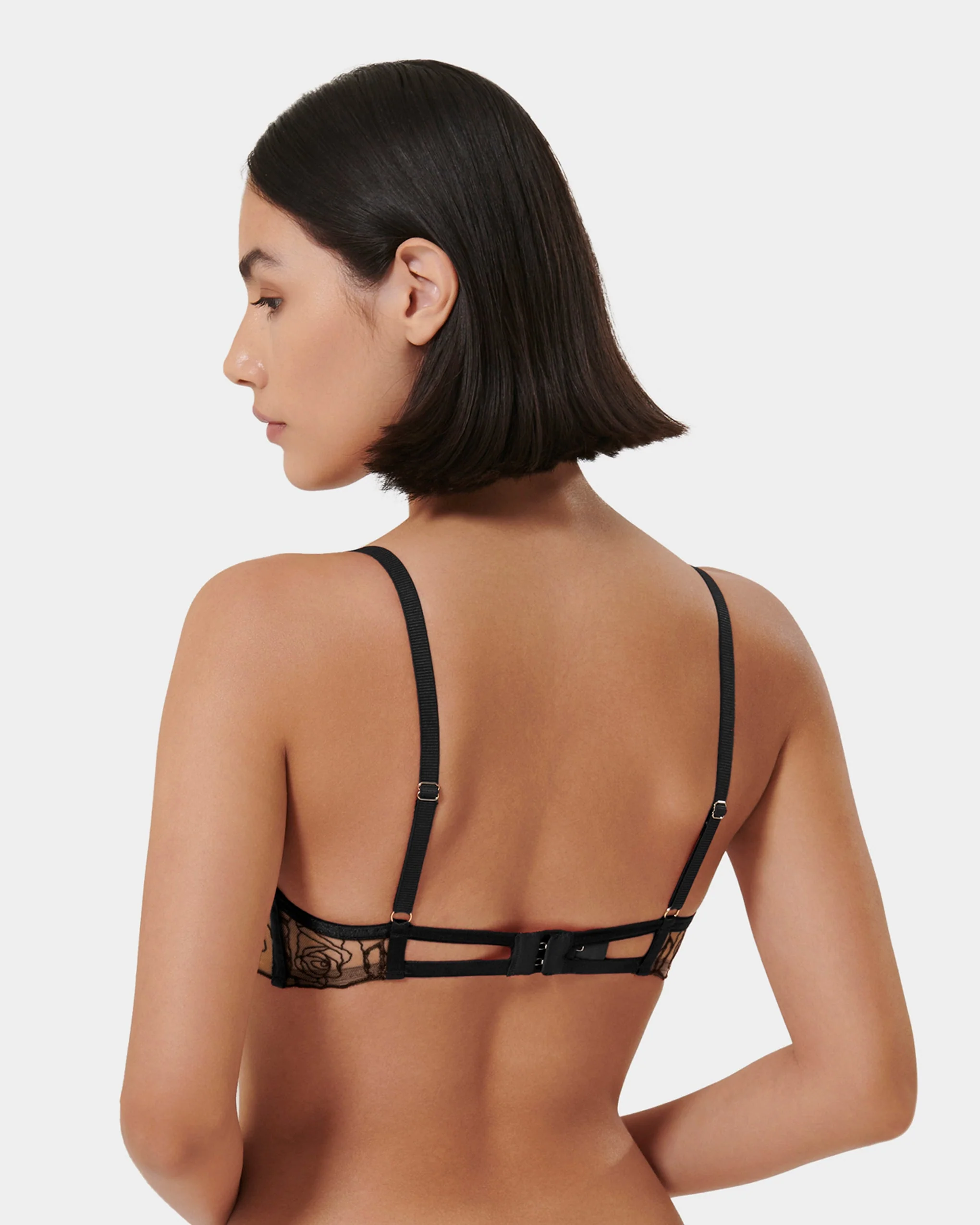 Rosalie Embroidered Balcony Bra Black - Image 3
