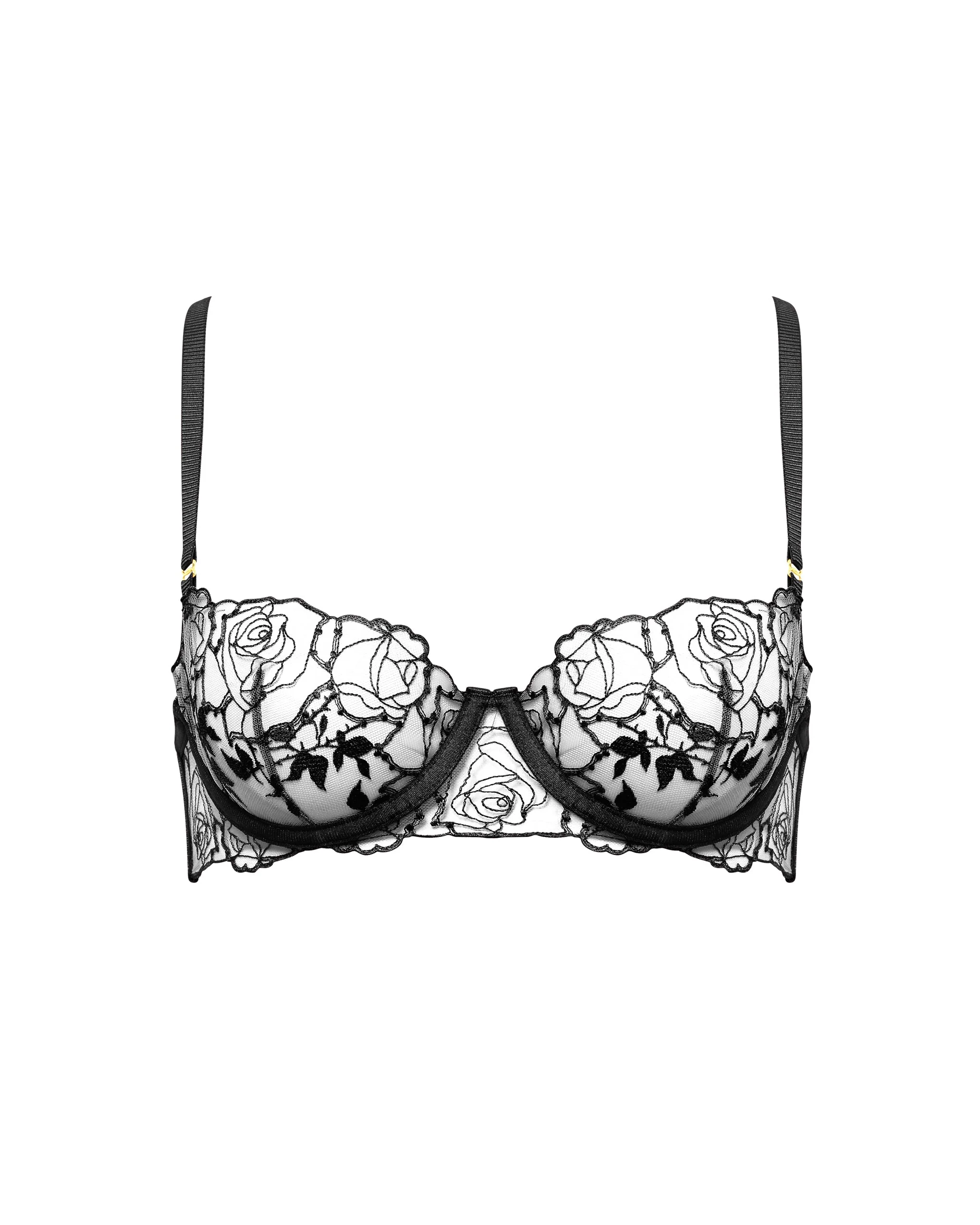 Rosalie Embroidered Balcony Bra Black - Image 5