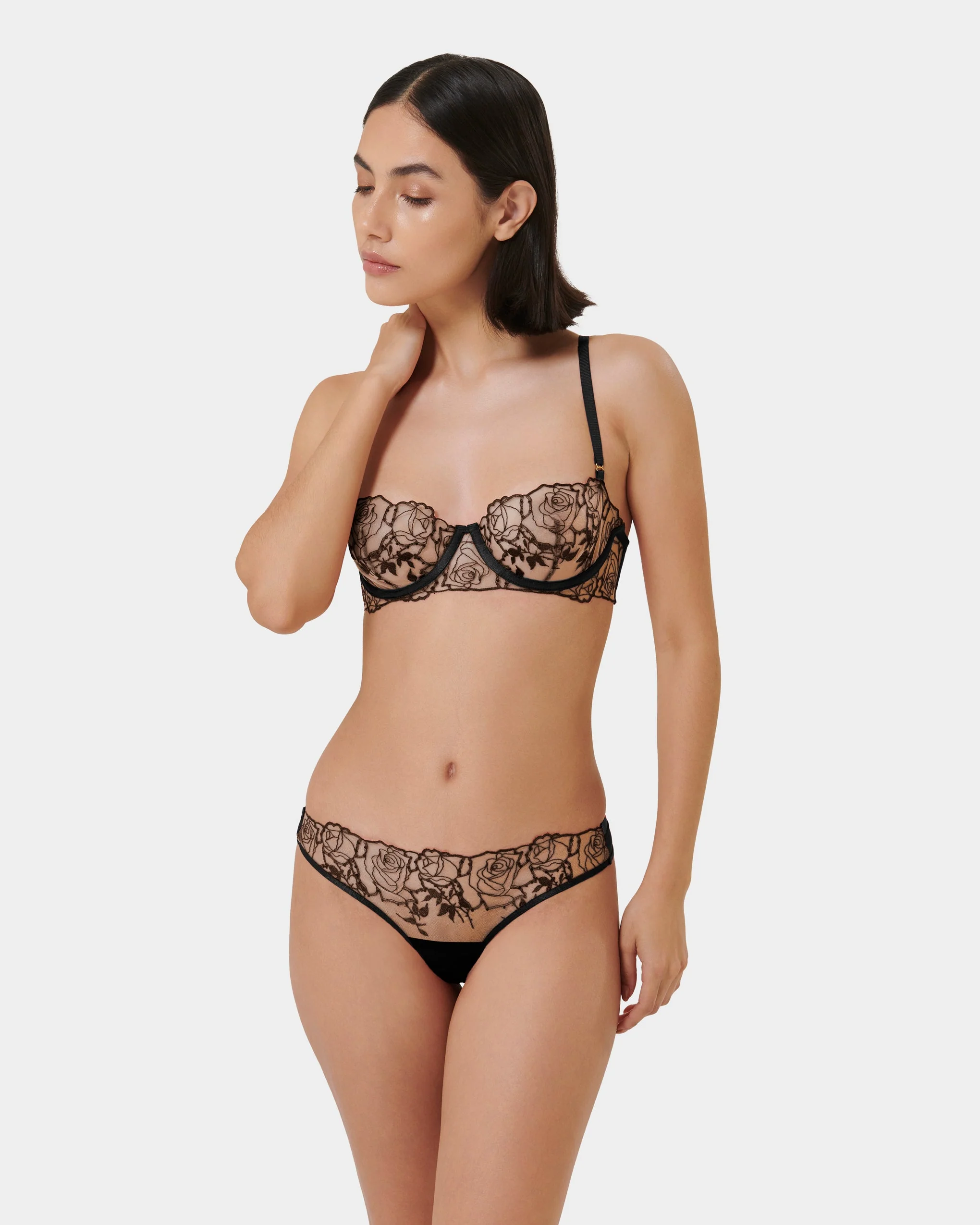 Rosalie Embroidered Balcony Bra Black - Image 9