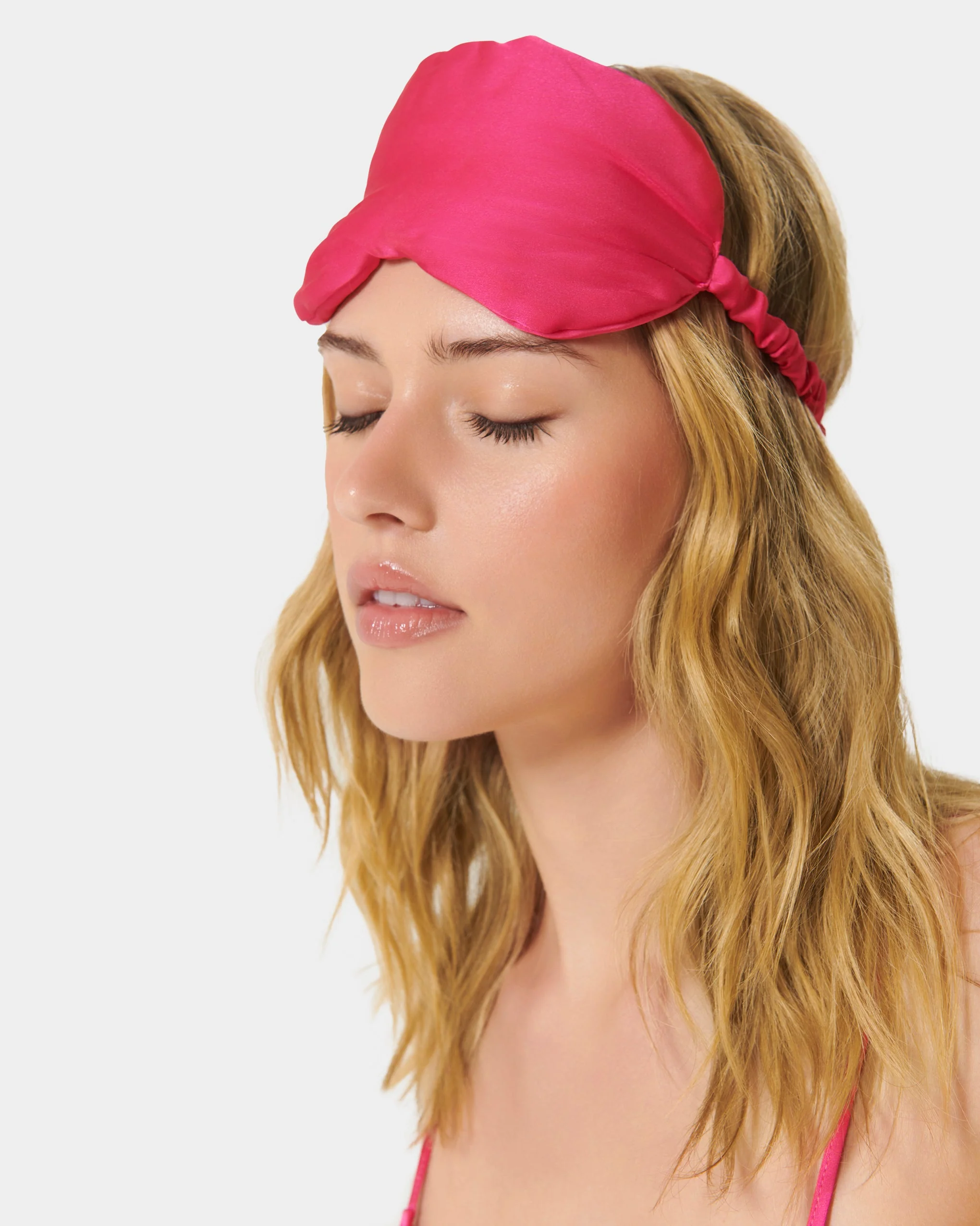 Saskia Luxury Satin Eye Mask Fuchsia Pink - Image 3