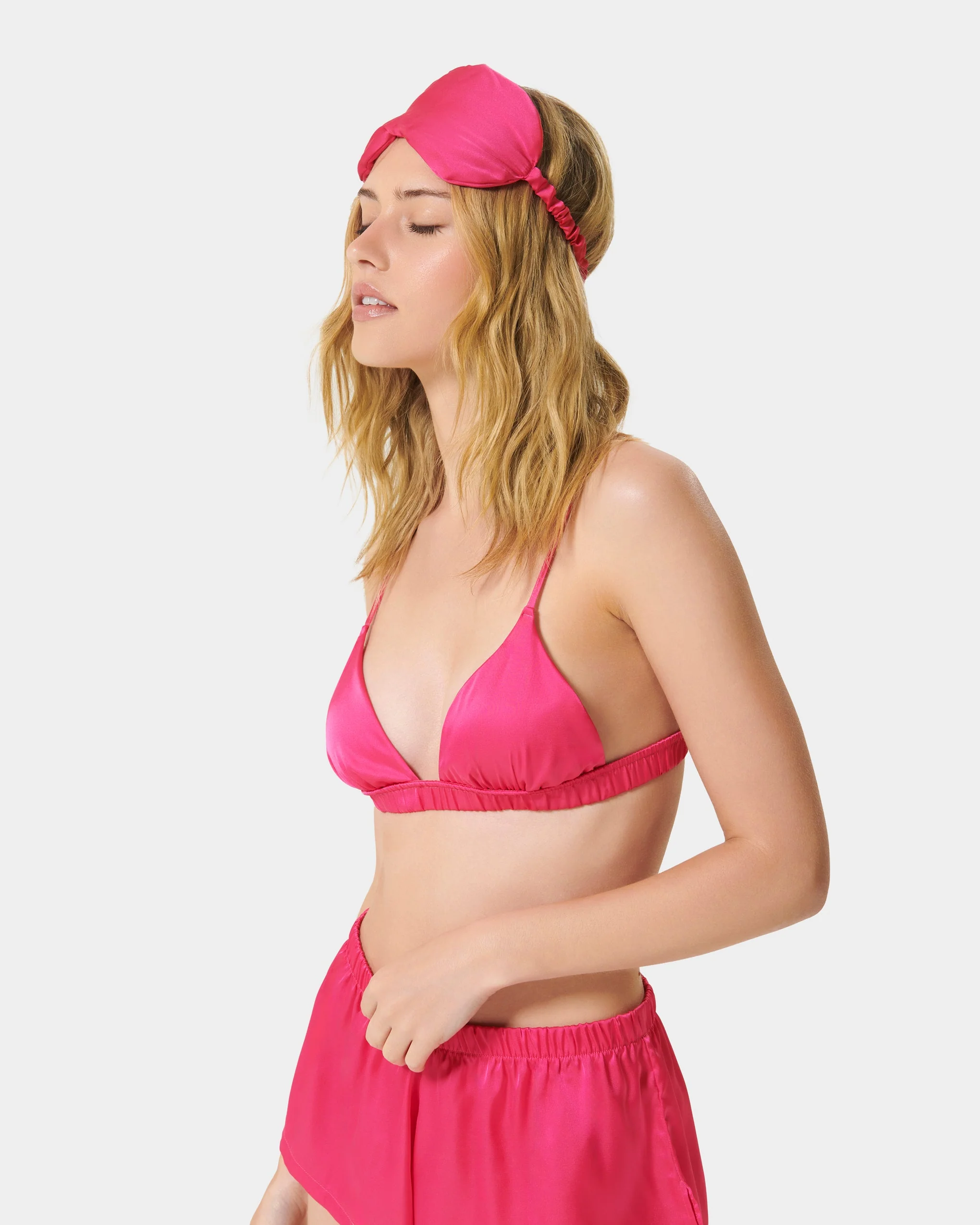 Saskia Luxury Satin Eye Mask Fuchsia Pink - Image 7