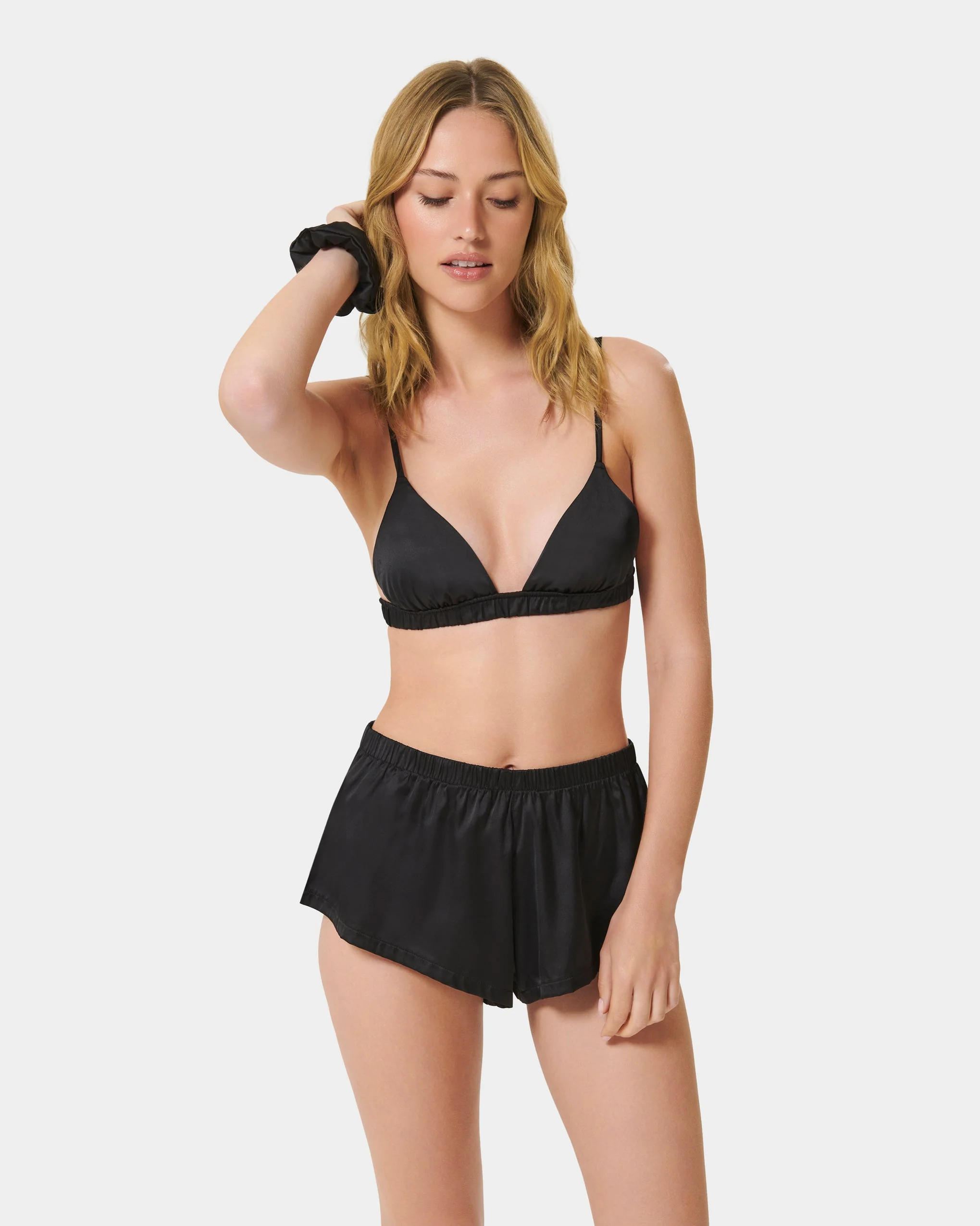 Saskia Luxury Satin Scrunchie Black - Image 3