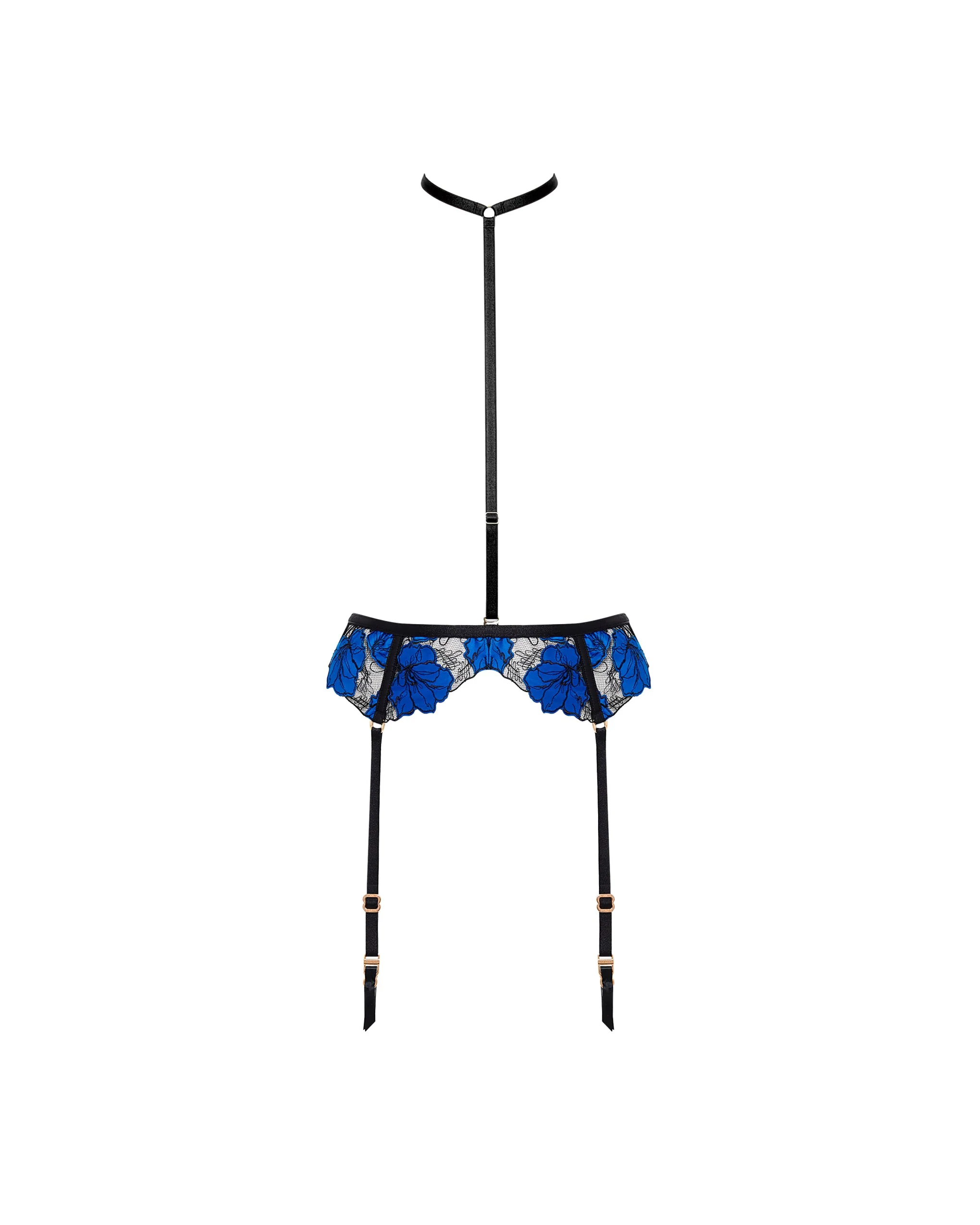 Sorento Suspender Harness with Detachable Collar Black/Blue - Image 5