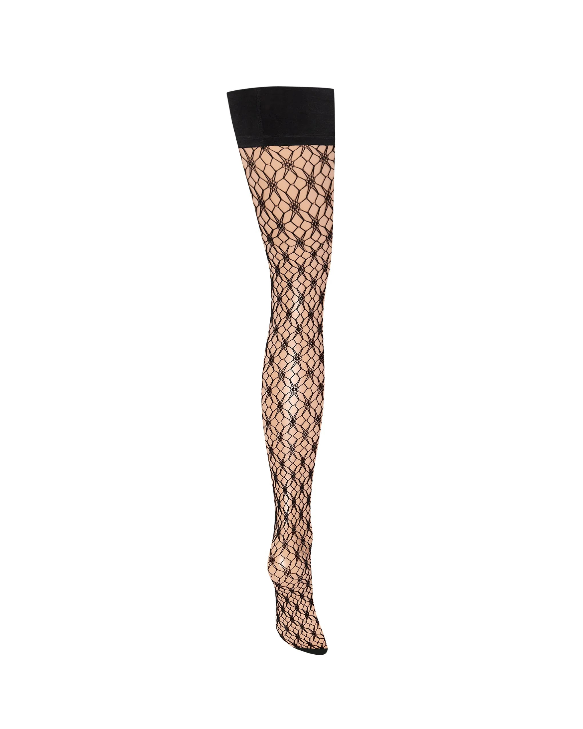 Star Fishnet Leg/Plain Top Hold Ups Black - Image 6