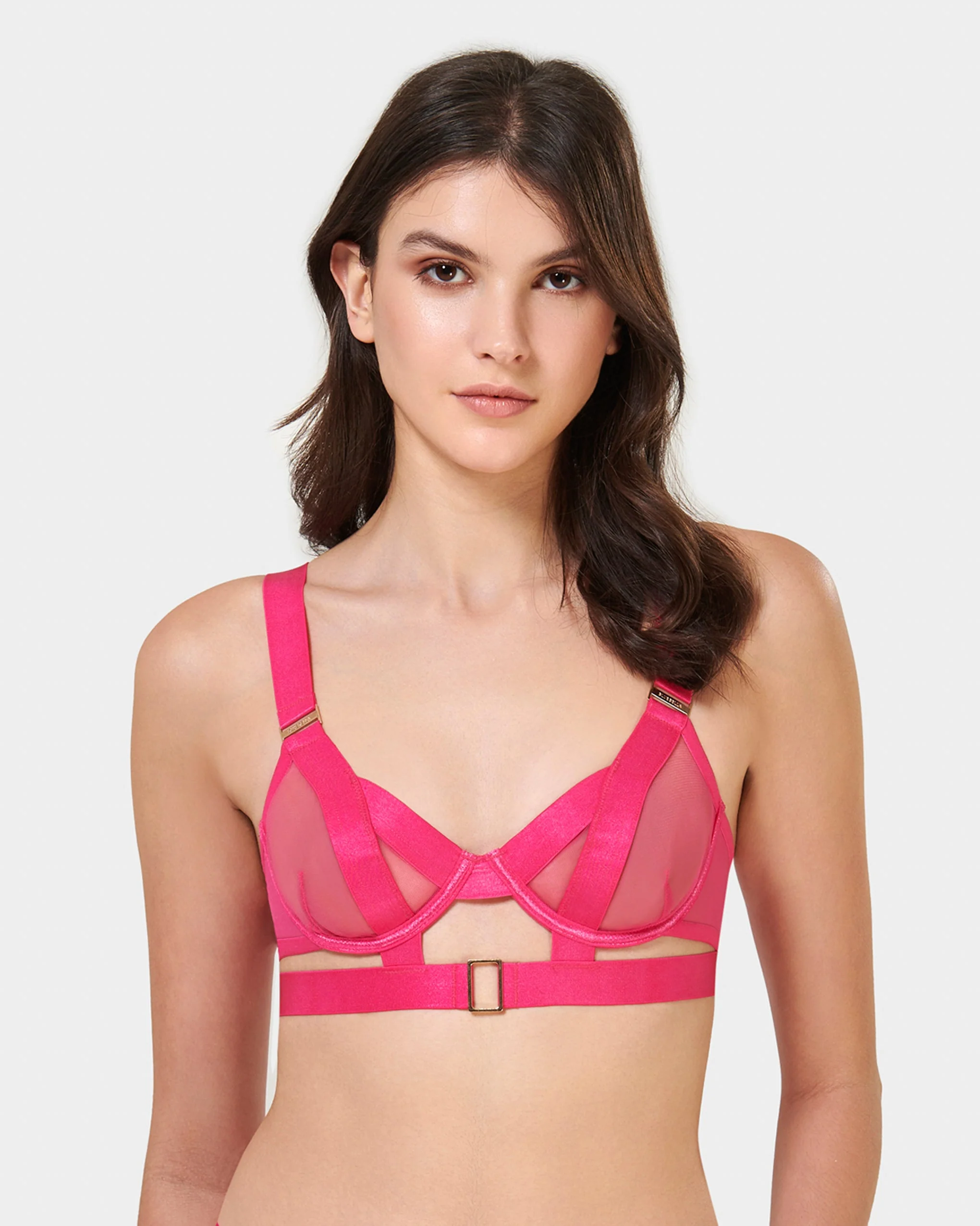 Trinity Sheer Strappy Bra Pink - Image 9