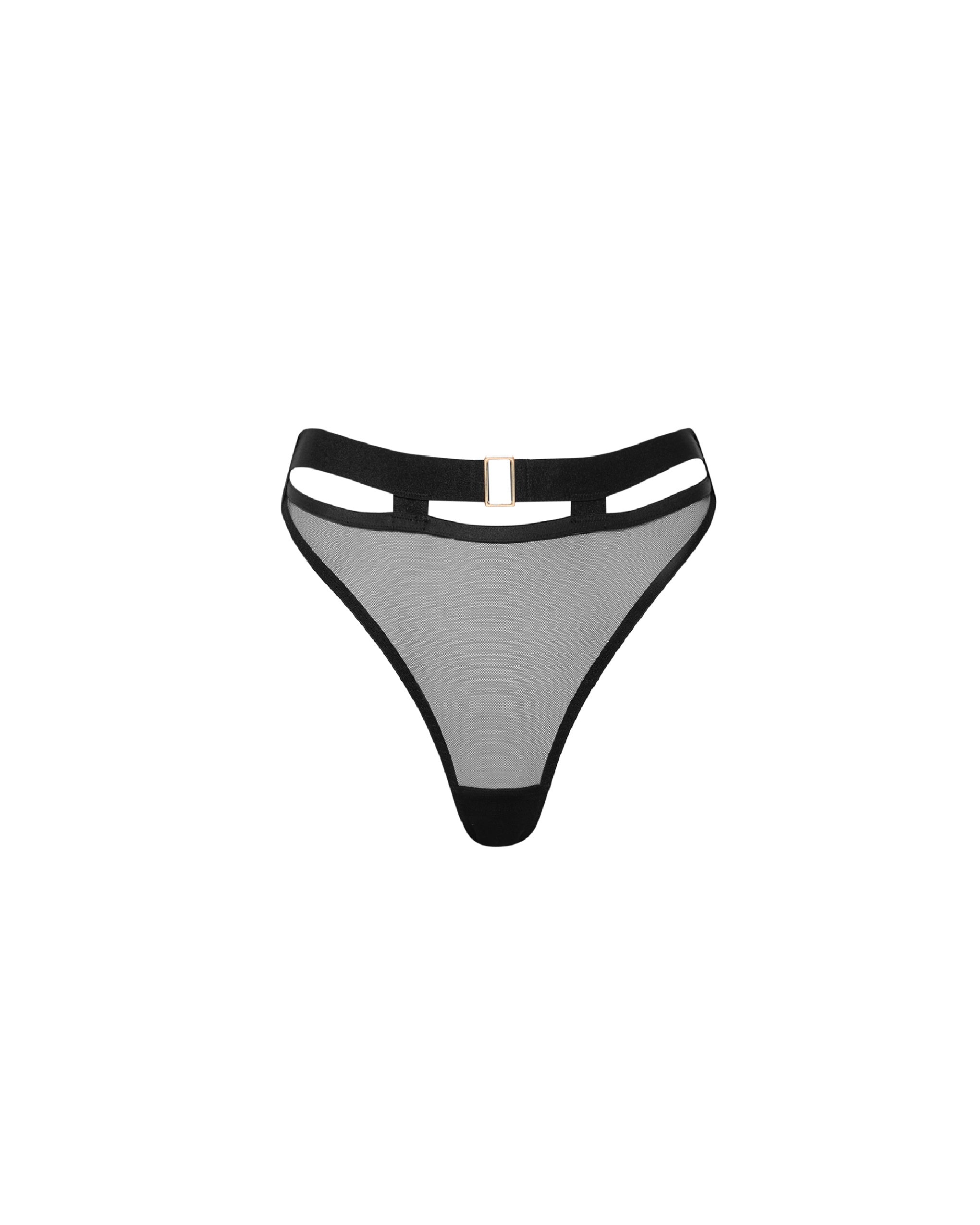 Trinity High-Waisted Sheer Thong Black - Image 5
