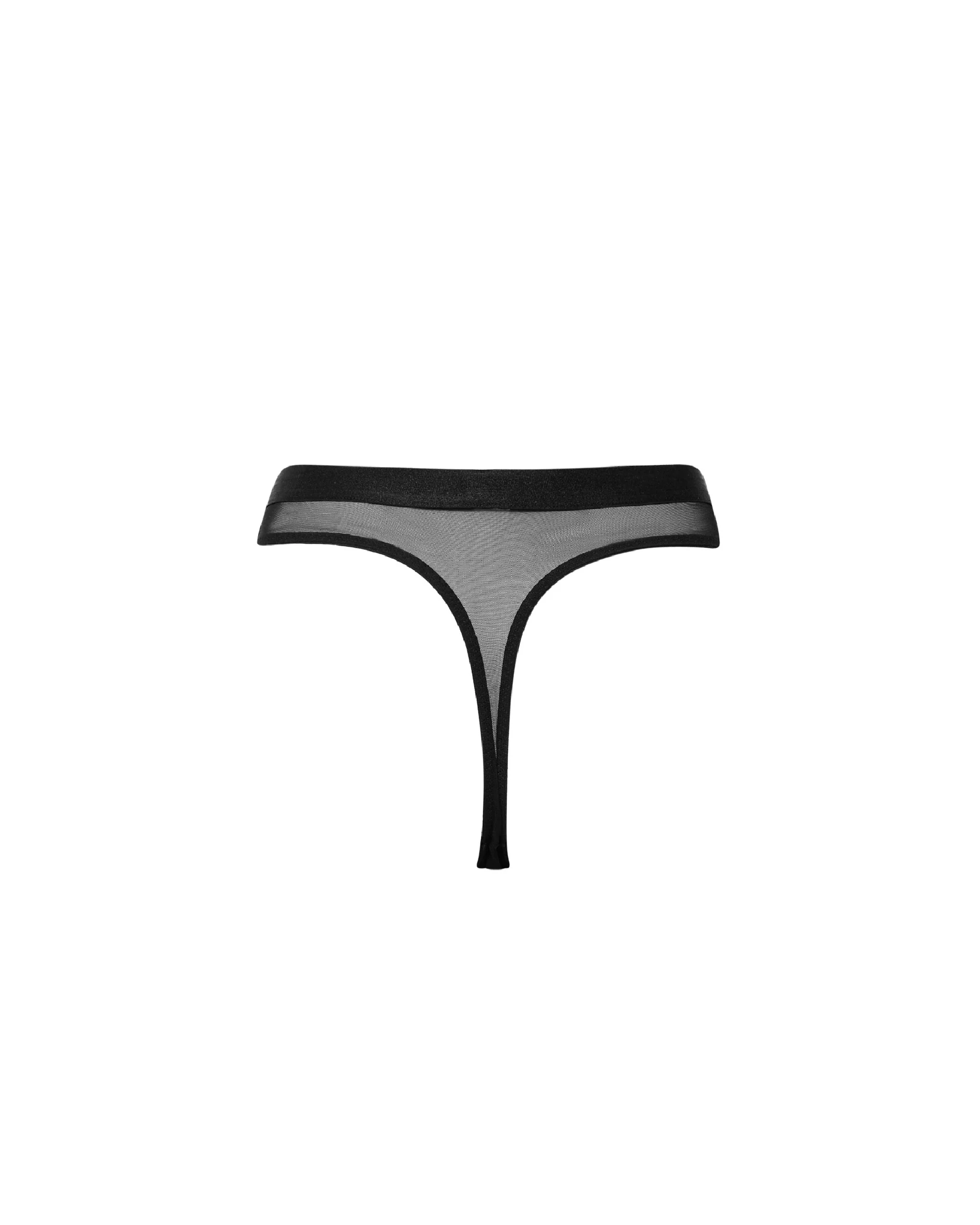 Trinity High-Waisted Sheer Thong Black - Image 6