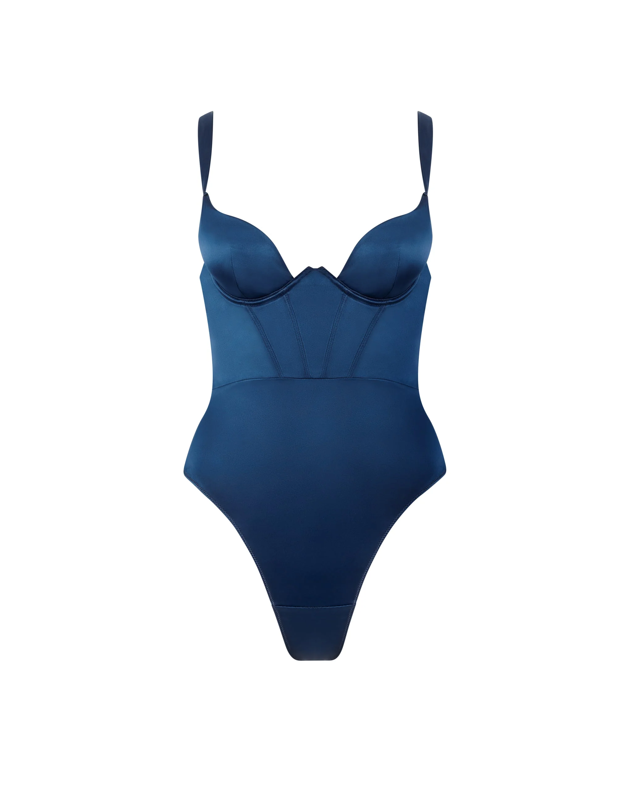 Verona Satin Push Up Bodysuit Navy - Image 5