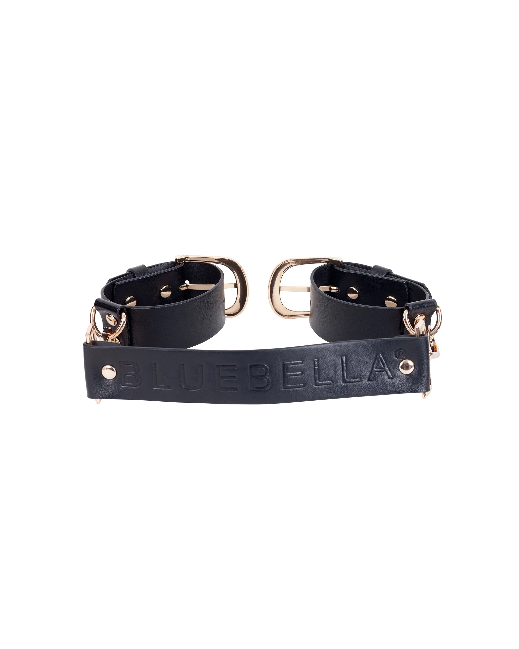 Zadie Faux Leather Cuffs Black/Gold - Image 6